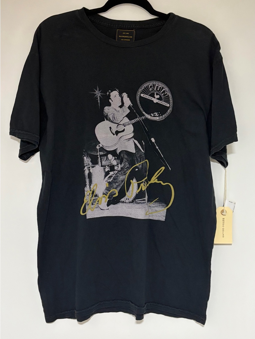 Free People Retro Brand Unisex Elvis Presley Graphic Black Tee Shirt Size XL NWT